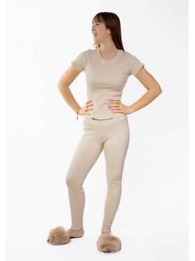 DKaren Sport DKaren Sport Komplet bluzka i spodnie Halima Beżowy Slim Fit