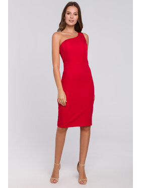 Makover Makover Sukienka codzienna K003 Czerwony Regular Fit