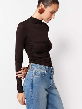 La Mania La Mania Bluzka SOLLA Brązowy Basic Fit