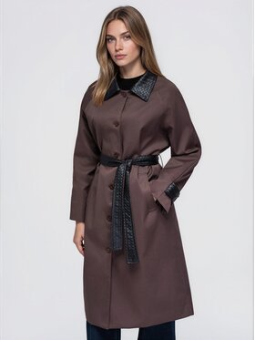 Ombre Ombre Płaszcz przejściowy OW-CT-E0025 Brązowy Regular Fit