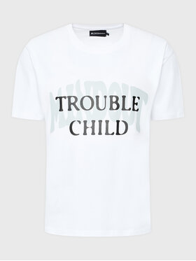 Mindout Mindout T-Shirt Unisex Trouble Child Biały Oversize