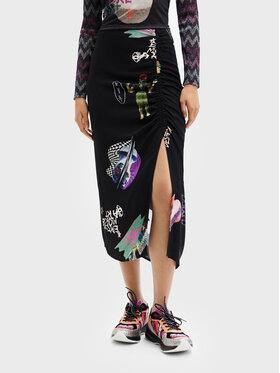 Desigual Desigual Midi suknja Collage 22WWFW17 Crna Slim Fit