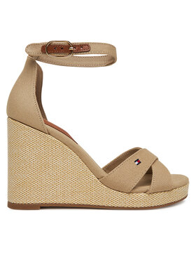Tommy Hilfiger Tommy Hilfiger Sandały Flag High Wedge Espad Crisscross FW0FW08661 Beżowy