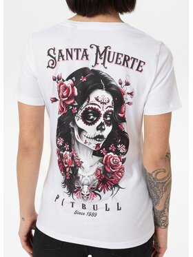 PITBULL PITBULL T-Shirt Koszulka damska SANTA MUERTE ROSE L Biały Regular Fit