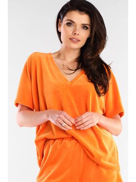 Awama Awama Bluzka A416 Pomarańczowy Basic Fit