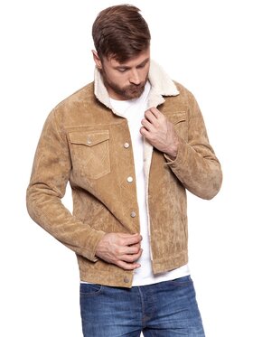 Wrangler Wrangler Kurtka zimowa CORD TRUCKER Beżowy Regular Fit