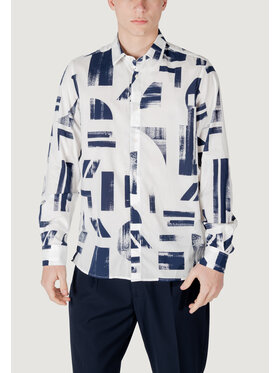 Antony Morato Antony Morato Πουκάμισο BARCELONA REGULAR STRAIGHT FIT WITH LOGOED METAL BADGE Μπλε Regular Fit