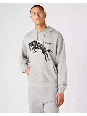 Wrangler Wrangler Bluza 75TH ANNI HOODIE Szary Regular Fit
