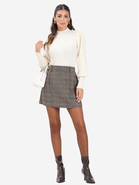 ONLY ONLY Gonna onlricca life check mw skirt Beige Slim Fit