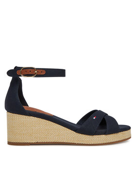 Tommy Hilfiger Tommy Hilfiger Sandály Flag Criss-Cros Mid Wedge Espad FW0FW08481 Tmavomodrá