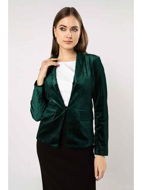 QUIOSQUE QUIOSQUE Marynarka VELVET BLAZER Zielony Regular Fit