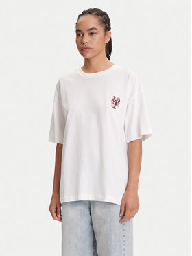 Pieces Pieces T-krekls Tobster 17160811 Balts Oversize