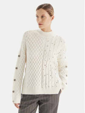 Fracomina Fracomina Rollkragenpullover FR25WT7037K47101 Écru Relaxed Fit