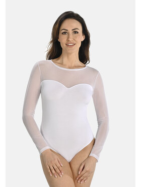 Teyli Teyli Body damskie z siateczką Willow Biały Regular Fit