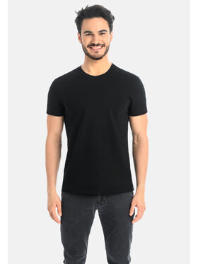 Teyli Teyli T-Shirt męski bawełniany Luca Czarny Classic Fit