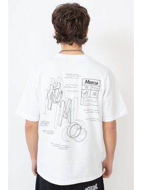 Mercur Mercur T-Shirt Blueprint Biały Relaxed Fit