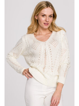Makover Makover Sweter K106 Écru Regular Fit