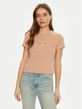 Calvin Klein Jeans Calvin Klein Jeans Тишърт Monologo J20J223563 Розов Slim Fit