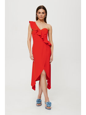 Makover Makover Koktejlové šaty K185 Oranžová Modern Fit