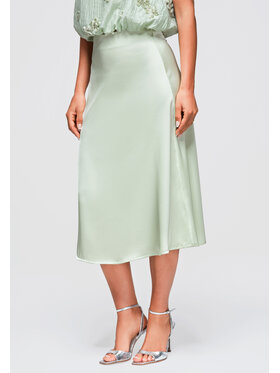 Ombre Ombre Spódnica midi OW-GL-E0011 Zielony Regular Fit