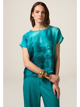 Oltre Oltre Bluzka 2016J000781N0S4 Turkusowy Regular Fit