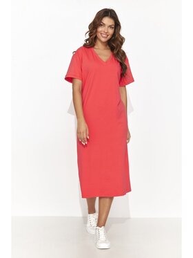Numinou Numinou Sukienka codzienna NU467 Koralowy Comfortable Fit