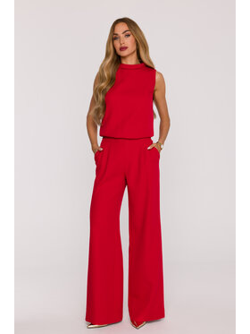 Made of Emotion Made of Emotion Kombinezon M382 Czerwony Wide Leg