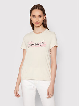 Vero Moda Vero Moda Póló Feminist 10262918 Bézs Regular Fit