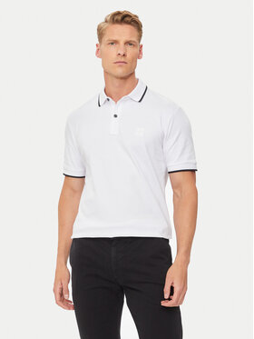 BOSS Boss Тениска с яка и копчета Passertip 50507699 Бял Slim Fit
