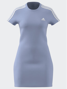 adidas adidas Rochie de zi Essentials 3-Stripes Tee Dress IC9885 Albastru Fitted Fit