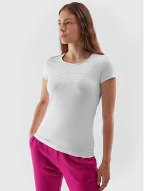 4F 4F Тишърт 4FAW23TTSHF0907 Бял Slim Fit