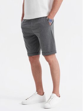 Ombre Ombre Šortky z materiálu OM-SRCS-0177 Šedá Regular Fit