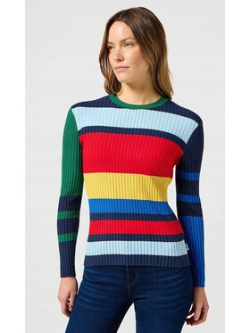 Wrangler Wrangler Sweter Slim Rib Sweater Niebieski Slim Fit
