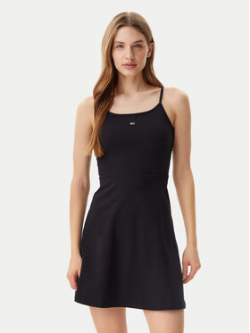 Tommy Jeans Tommy Jeans Rochie de vară Essential DW0DW21354 Negru Slim Fit
