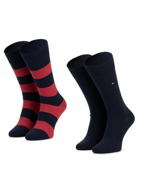 Tommy Hilfiger Tommy Hilfiger Set di 2 paia di calzini lunghi da uomo 342021001 Blu scuro