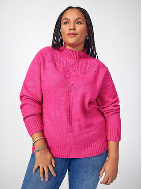 ONLY Carmakoma ONLY Carmakoma Bluză cu gât 15296580 Roz Regular Fit