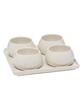 MIAhome MIAhome Zestaw miseczek 4 szt. do przekąsek z tacą 21x21x6,8 cm TASOJ Biały