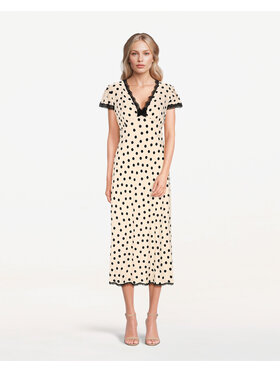 Castellani Castellani Sukienka codzienna Polka Beżowy Regular Fit