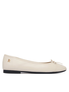 Tommy Hilfiger Tommy Hilfiger Baleriny Hilfiger Smooth Lthr Ballet FW0FW09241 Écru