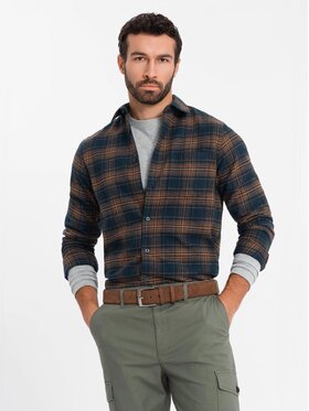 Ombre Ombre Koszula OM-SHCS-0150 Pomarańczowy Regular Fit