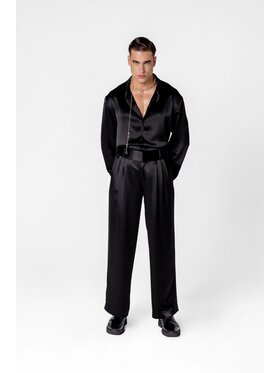 LE POSSÉ LE POSSÉ Spodnie materiałowe MHWST Czarny Regular Fit