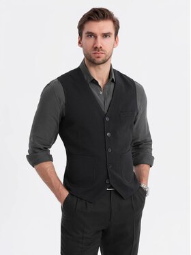Ombre Ombre Kamizelka garniturowa OM-BLZV-0146 Czarny Slim Fit