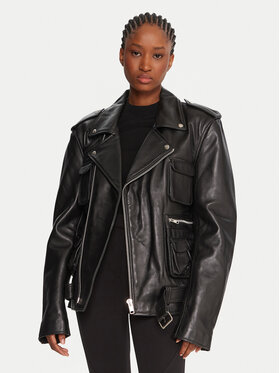 NEW ROCK NEW ROCK Шкіряна куртка W-NRLMJ078-S1 Чорний Regular Fit