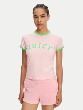 Juicy Couture Juicy Couture T-shirt Collegiate Ringer JCWCT125320 Rosa Slim Fit