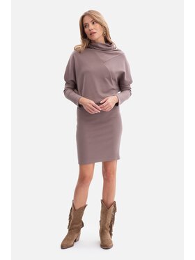 BeWear BeWear Sukienka dzianinowa b309 Brązowy Baggy Fit