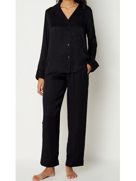 HUGO Hugo Piżama SATINOIR_PYJAMA SET Czarny Regular Fit