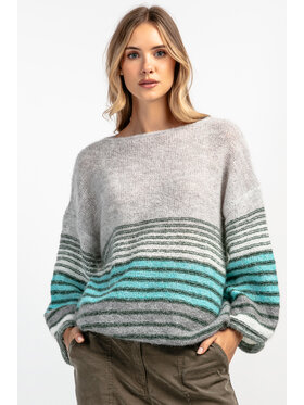 Fobya Fobya Sweter F1897 Szary Basic Fit