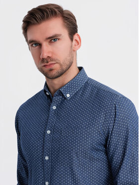 Ombre Ombre Koszula jeansowa OM-SHDS-0179 Niebieski Regular Fit