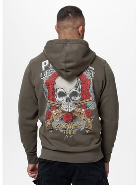 PITBULL PITBULL Bluza Washed SANTA MUERTE Zielony Regular Fit
