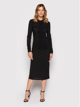 KARL LAGERFELD KARL LAGERFELD Ежедневна рокля Ruched 220W1352 Черен Slim Fit